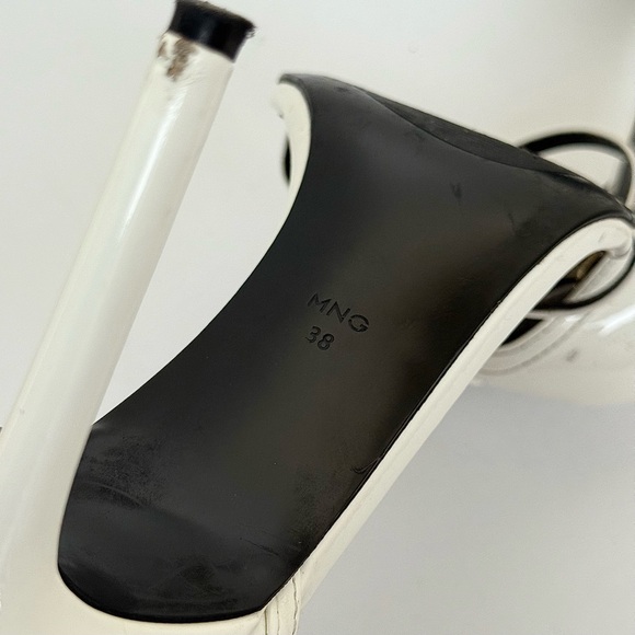 Mango White Patent Ankle-Cuff Strap Stiletto Heels Sandals. US 7.5 EU 38. Used. - Picture 7 of 16